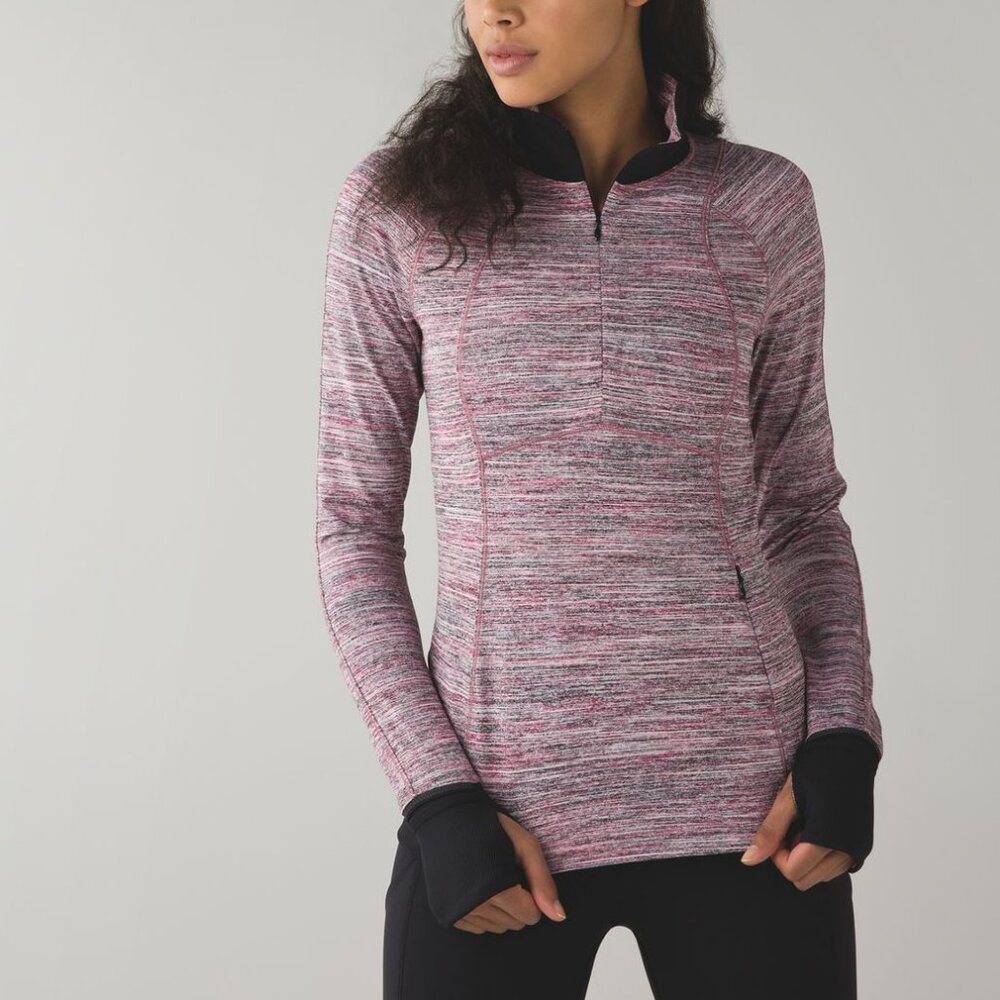 Lululemon Runderful 1/2 Zip Pullover Women's Size 8 Space Dye Berry Multi Black